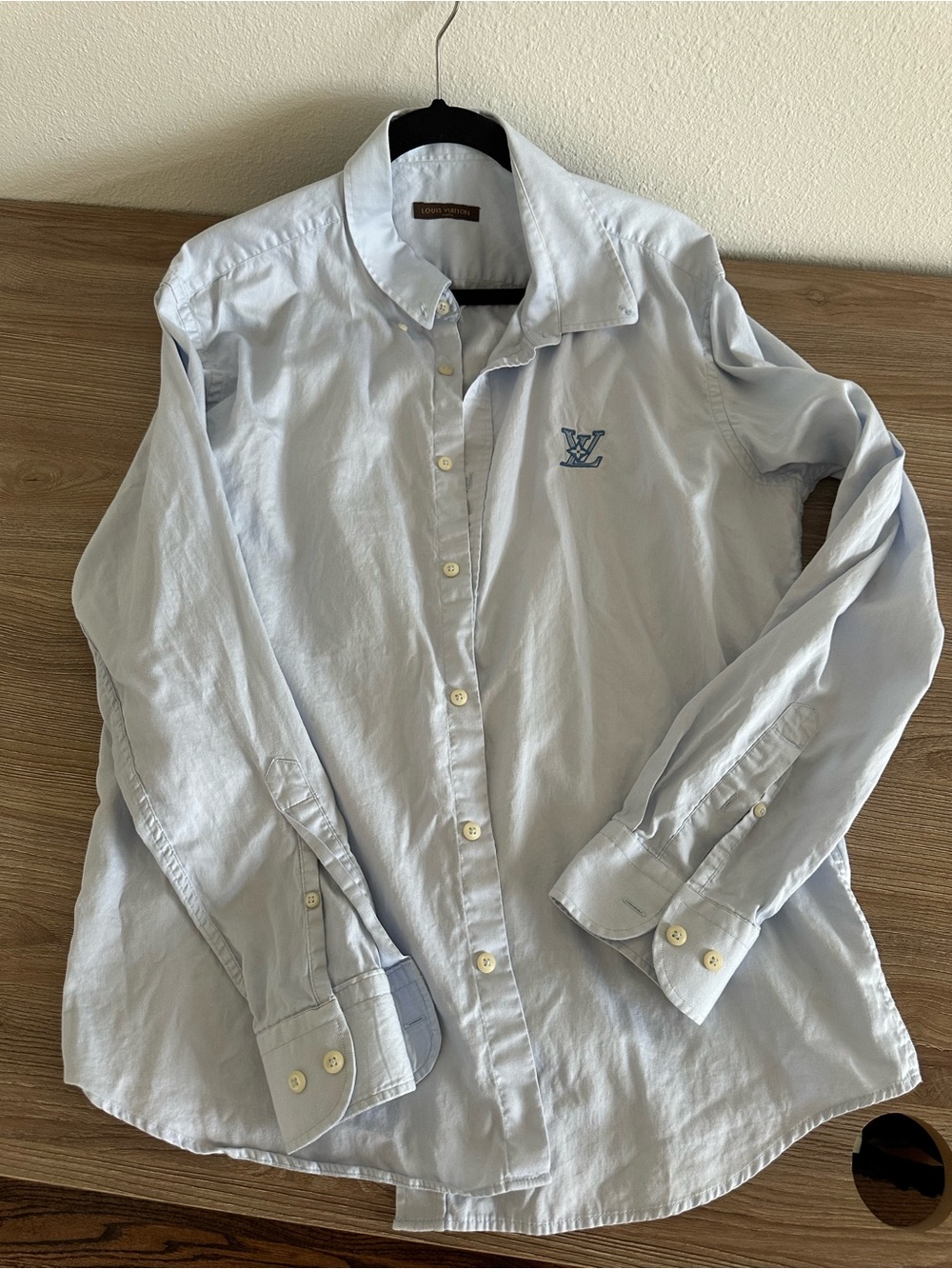 Louis Vuitton Light Blue Men's Button-Down Shirt with LV Monogram